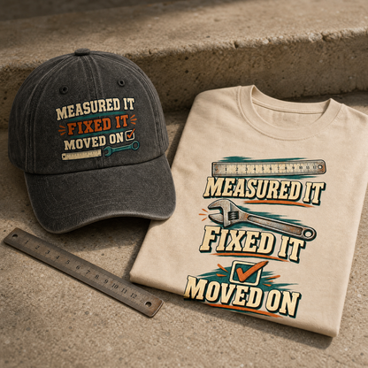 "Measured It Fixed It Moved On" Vintage Washed Cap