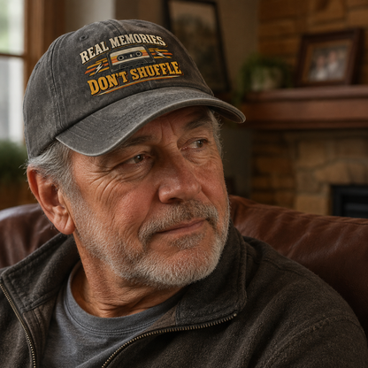 "Real Memories Don’t Shuffle" Vintage Washed Cap