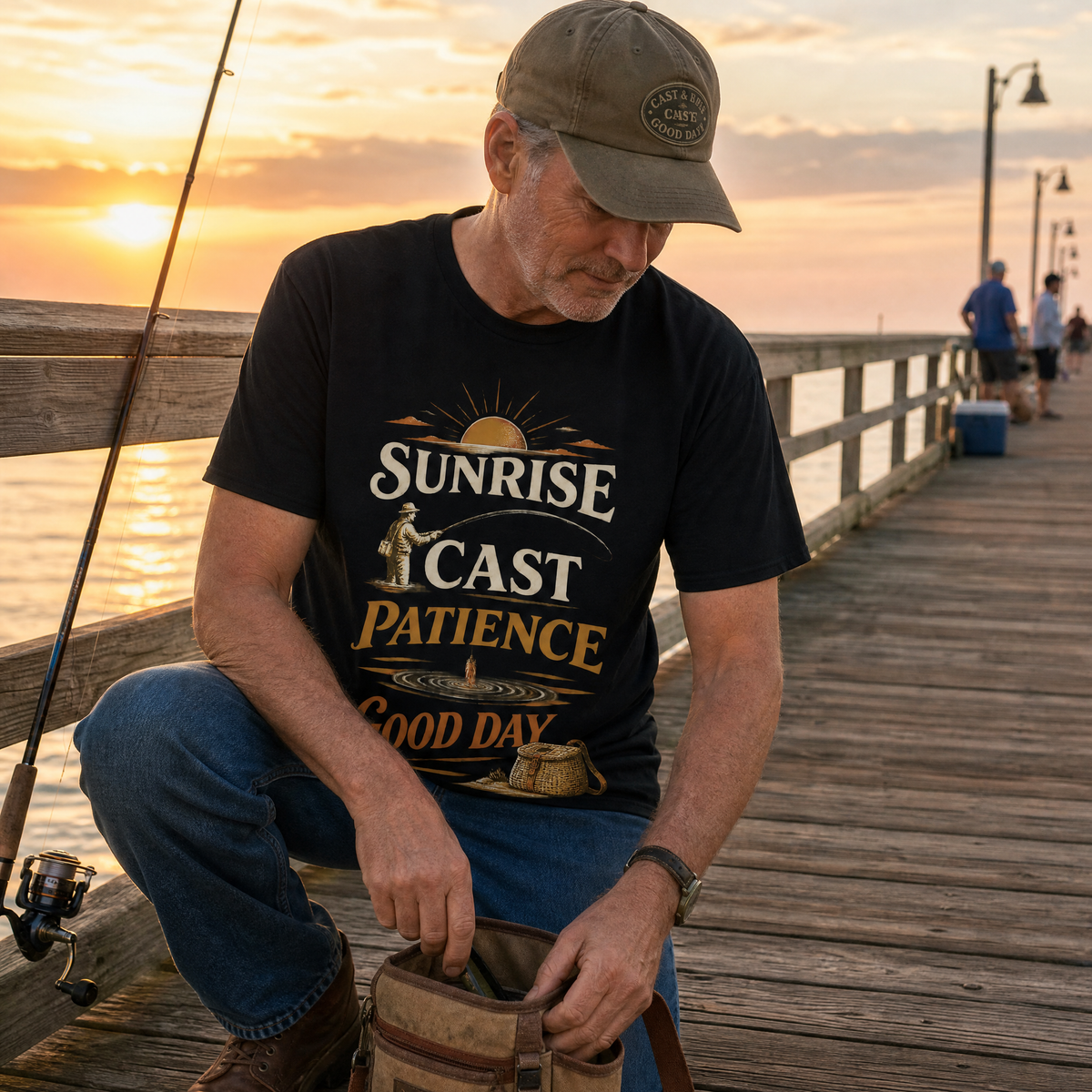 "Sunrise Cast Patience. Good Day" Vintage T-Shirt