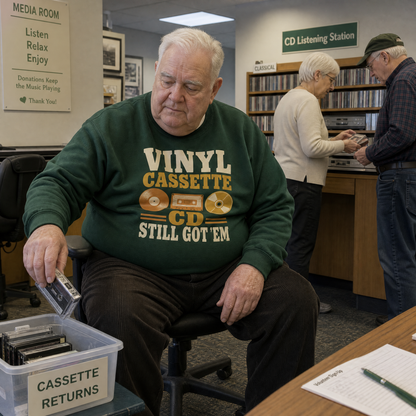 "Vinyl Cassette CD. Still Got 'Em" Vintage Sweatshirt