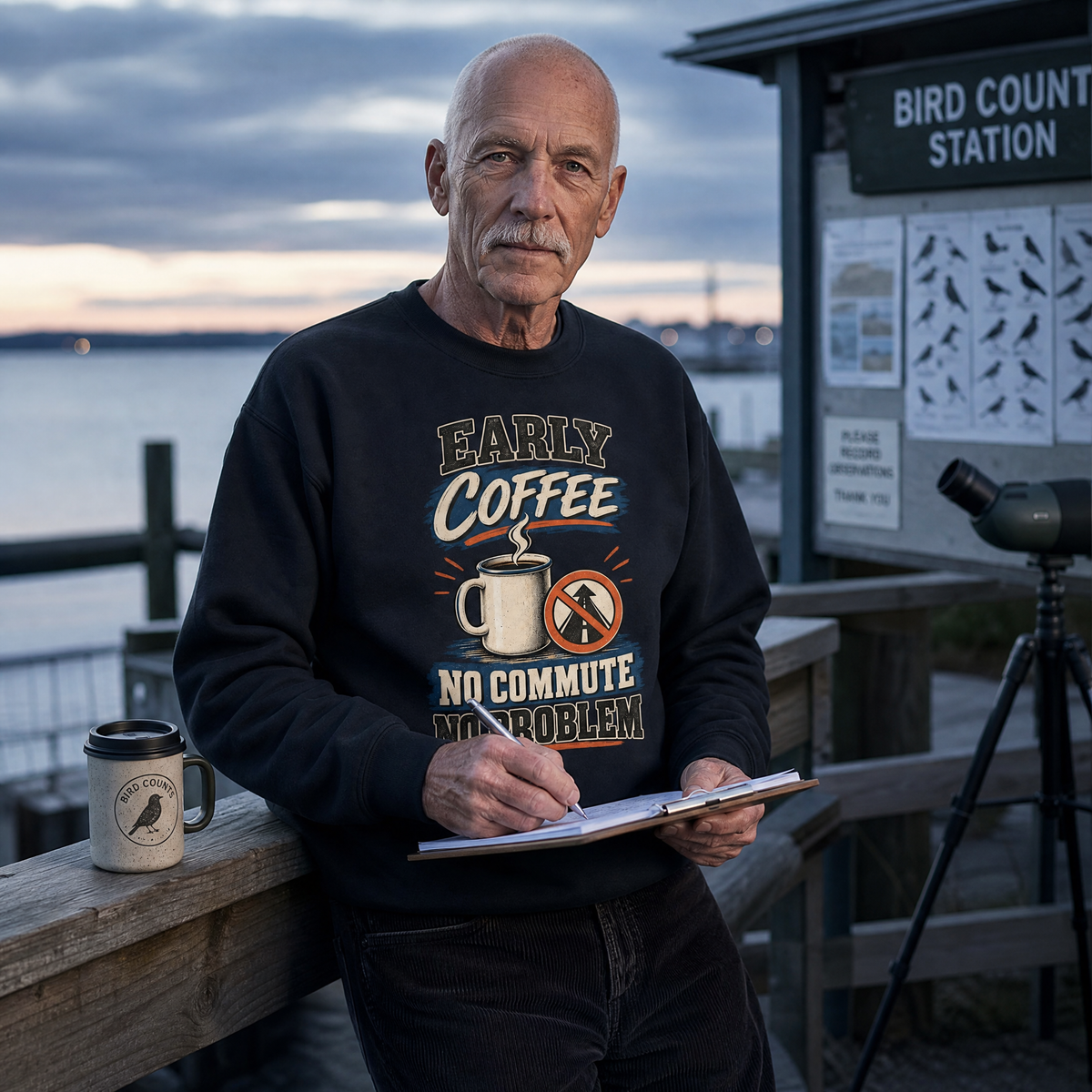"Early Coffee. No Commute No Problem" Vintage Sweatshirt