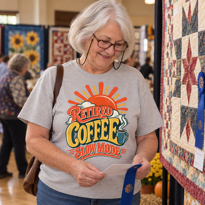"Retired. Coffee Slow Mode" Vintage T-Shirt