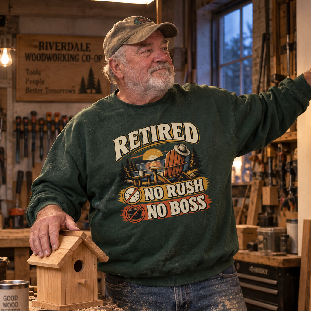 "Retired. No Rush No Boss" Vintage Sweatshirt