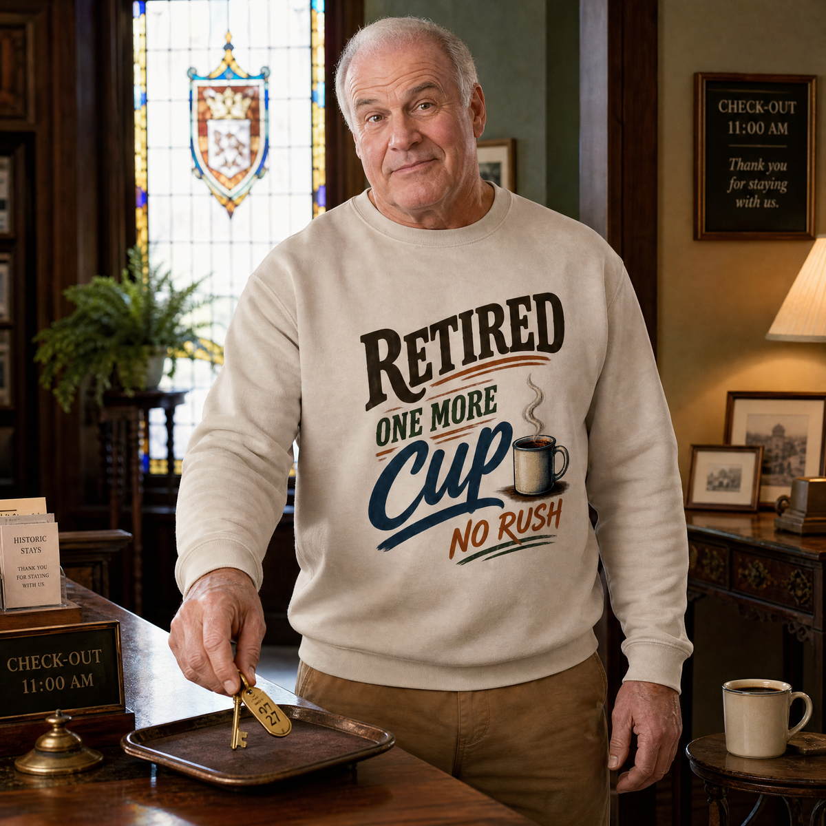 "Retired. One More Cup. No Rush" Vintage Sweatshirt