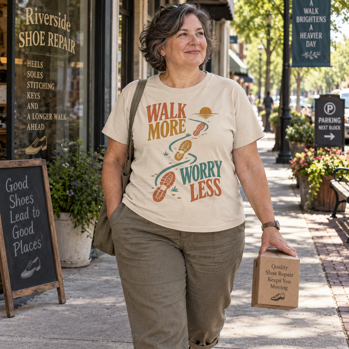 "Walk More. Worry Less" Vintage T-Shirt