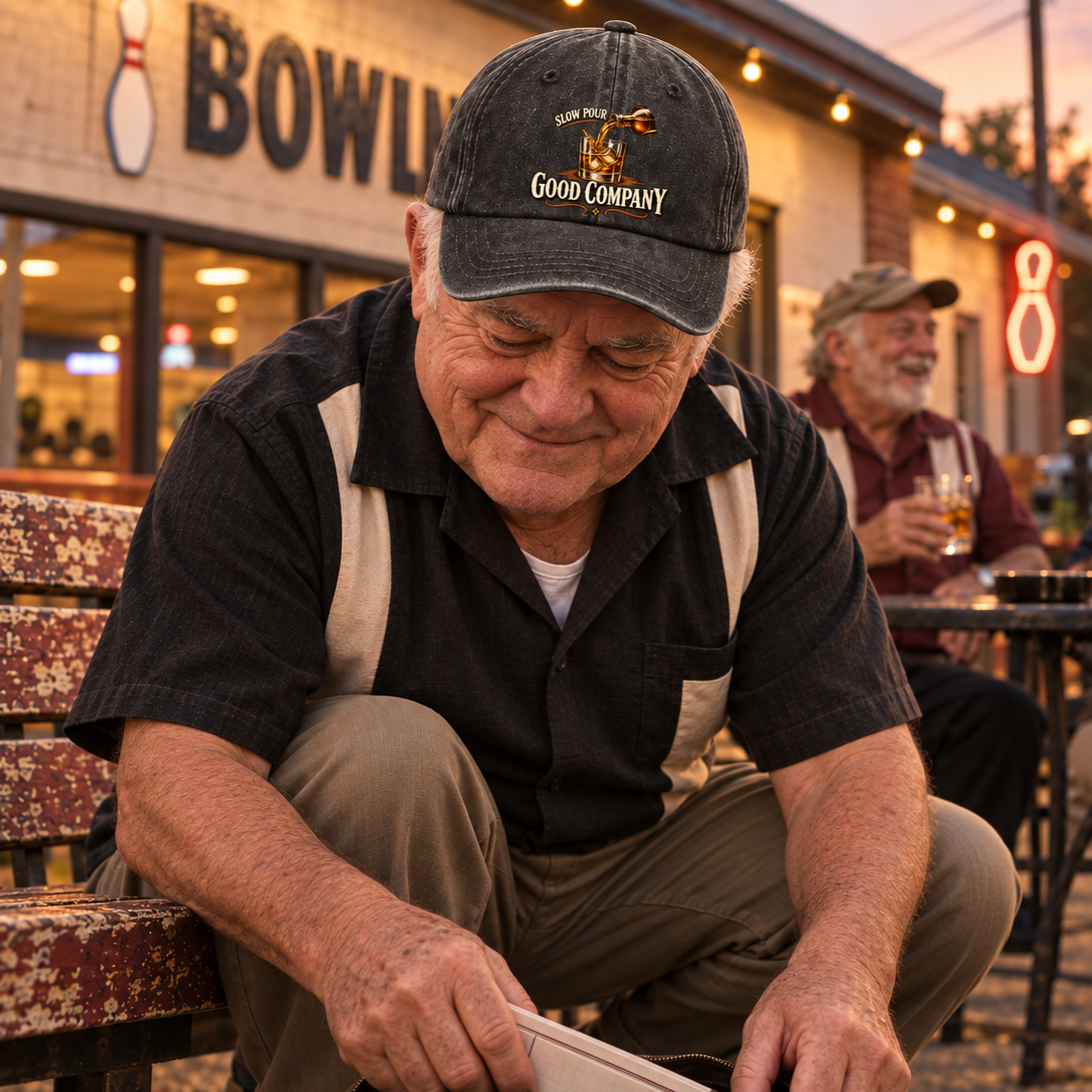"Slow Pour. Good Company" Vintage Washed Cap