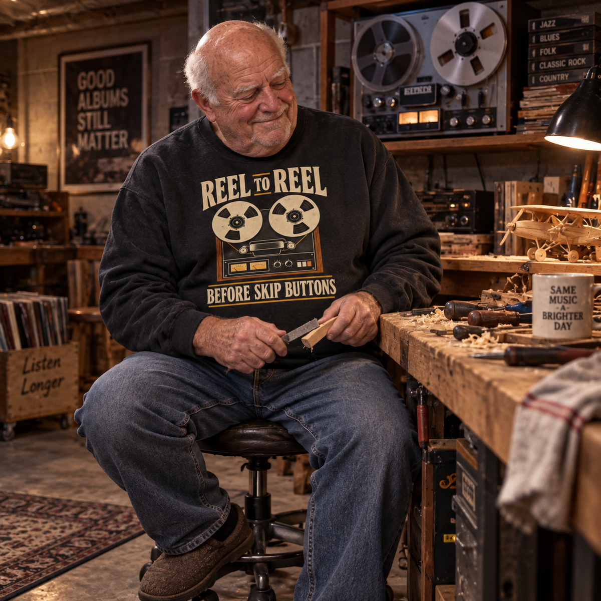 "Reel To Reel Before Skip Buttons" Vintage Sweatshirt