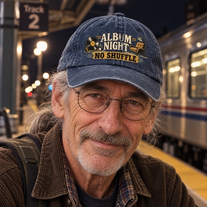 "Album Night. No Shuffle" Vintage Washed Cap