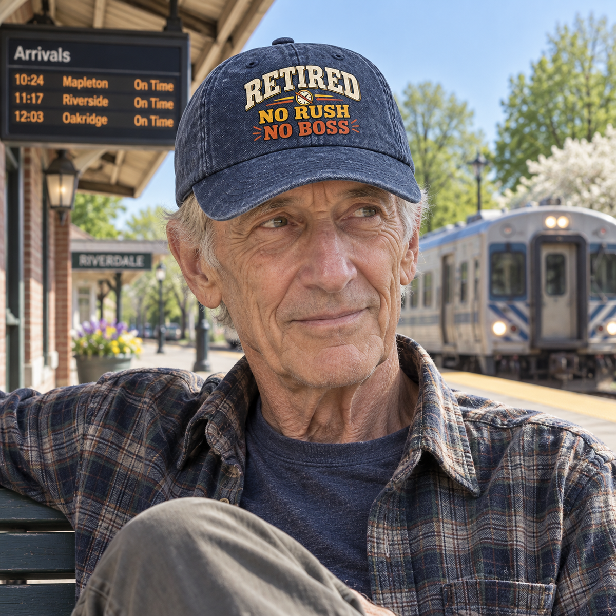 "Retired. No Rush No Boss" Vintage Washed Cap
