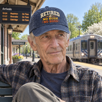 "Retired. No Rush No Boss" Vintage Washed Cap