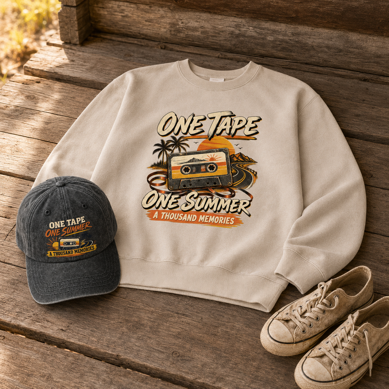 "One Tape One Summer A Thousand Memories" Vintage Sweatshirt