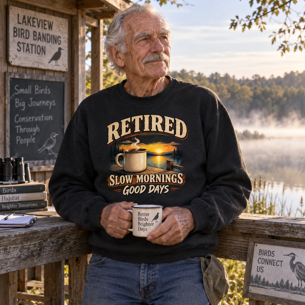 "Retired. Slow Mornings Good Days" Vintage Sweatshirt