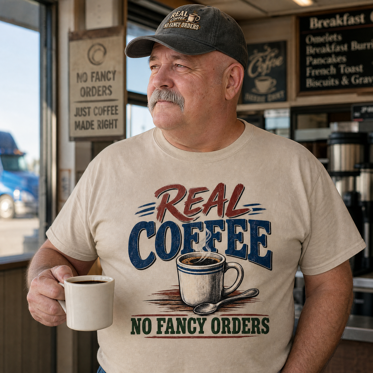 "Real Coffee. No Fancy Orders" Vintage T-Shirt