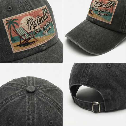 “Retired! Not My Problem Anymore” Sunset Postcard Retro Chill Cap