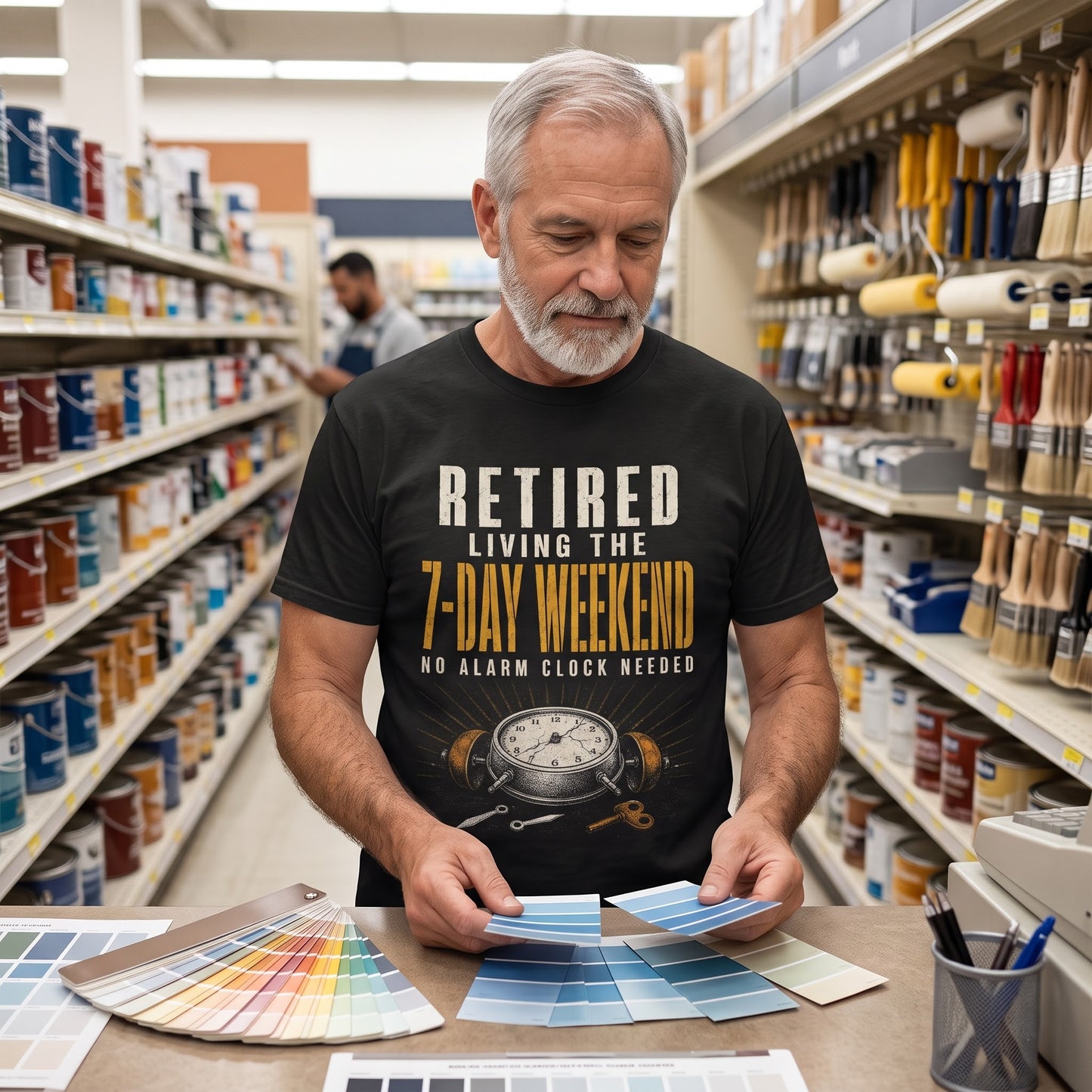 "Retired. Living the 7-Day Weekend. No Alarm Clock Needed" Vintage T-Shirt