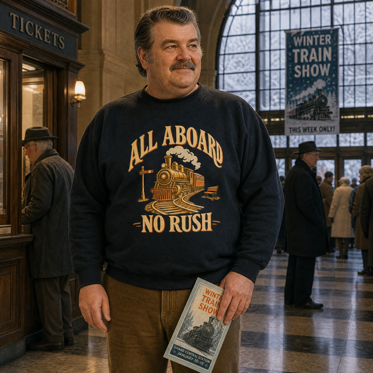 "All Aboard. No Rush" Vintage Sweatshirt
