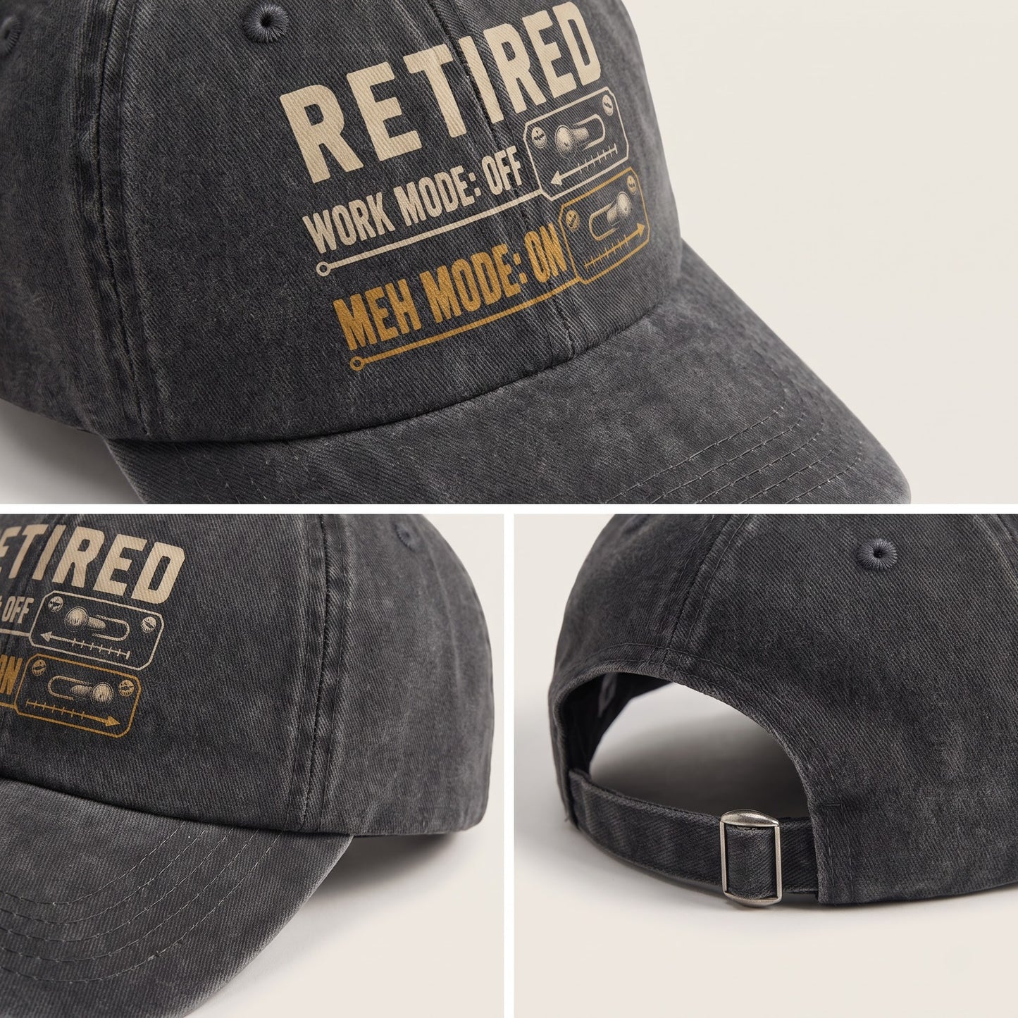 "Retired. Meh Mode On" Vintage Washed Cap