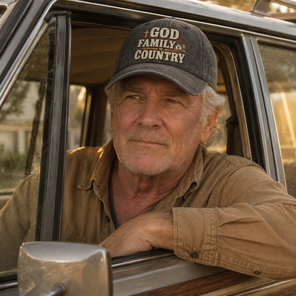 "God Family Country" Vintage Washed Cap
