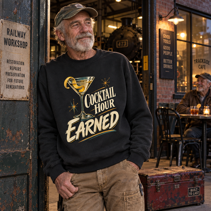 "Cocktail Hour Earned" Vintage Sweatshirt