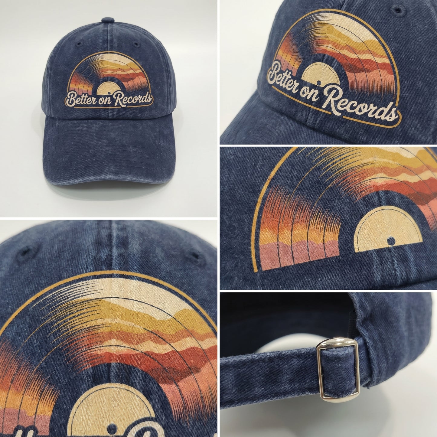 "Better On Records" Retro Vinyl Washed Cap