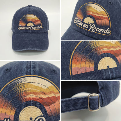 "Better On Records" Retro Vinyl Washed Cap