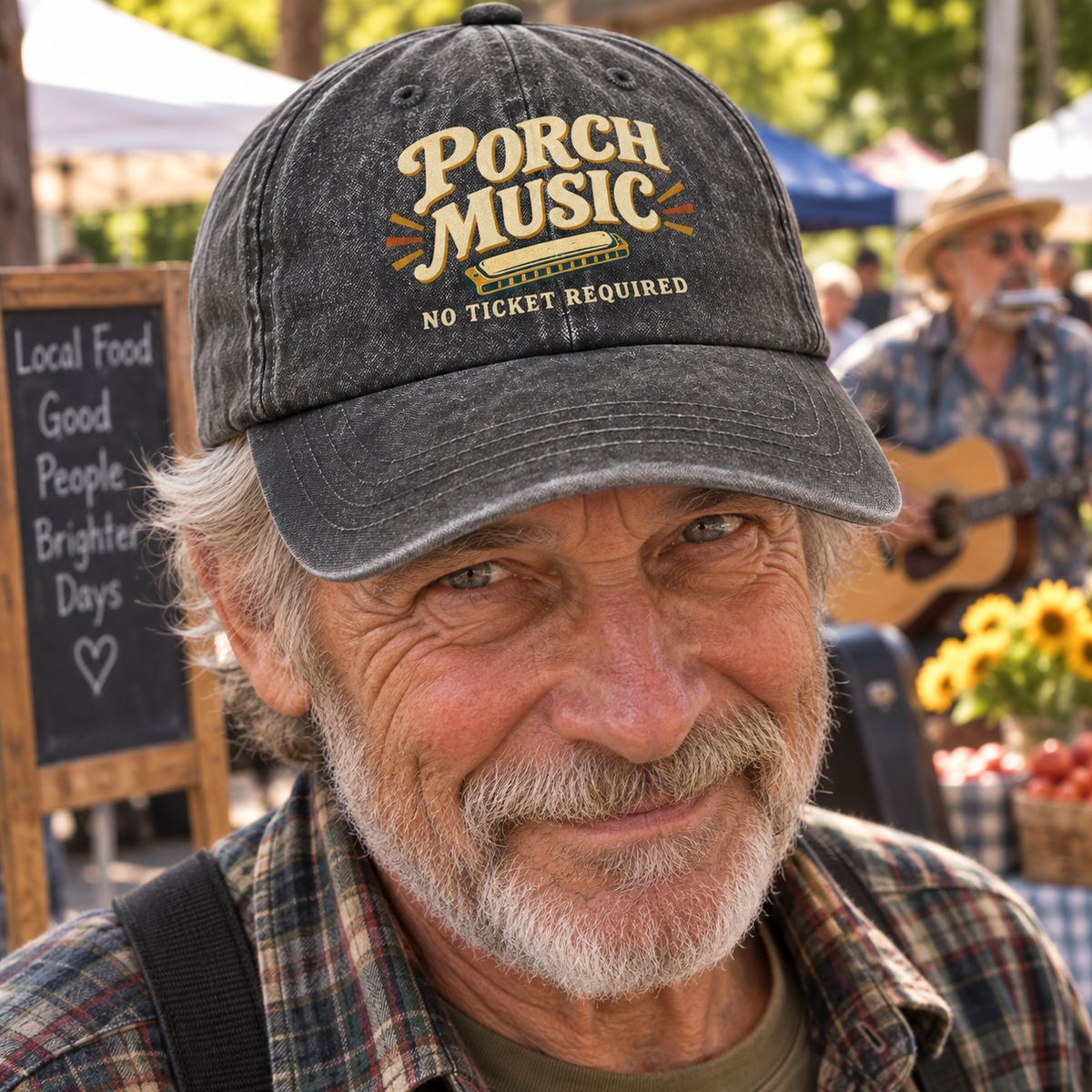 "Porch Music. No Ticket Required" Vintage Washed Cap
