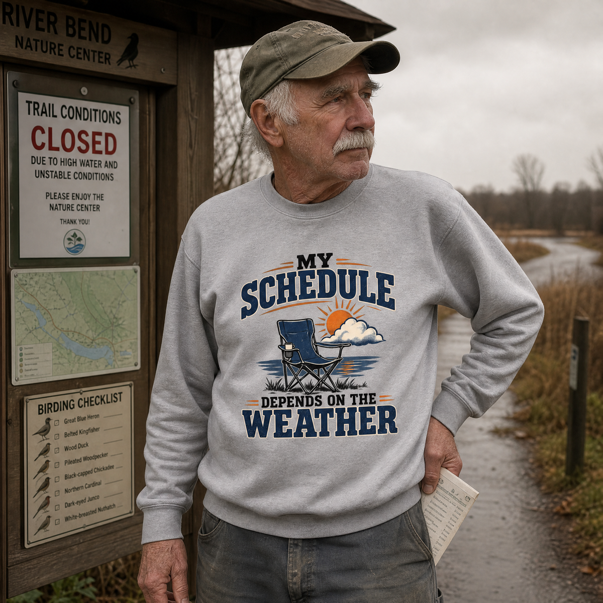 "My Schedule Depends On The Weather" Vintage Sweatshirt