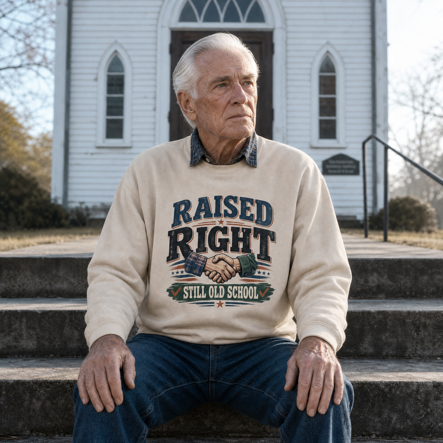 "Raised Right Still Old School" Vintage Sweatshirt