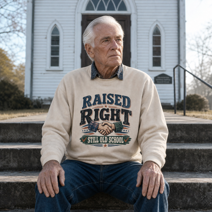 "Raised Right Still Old School" Vintage Sweatshirt