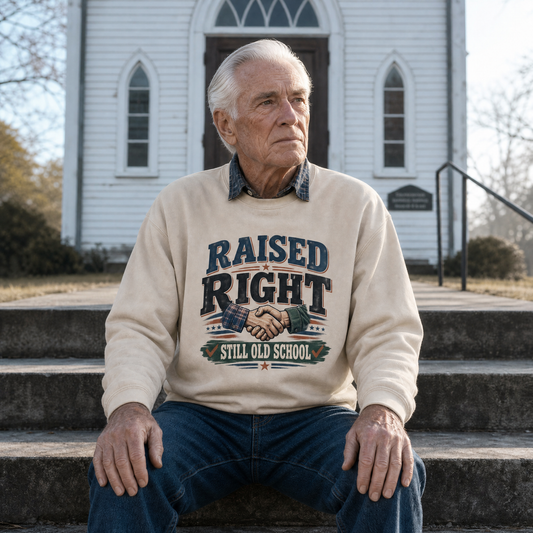 "Raised Right Still Old School" Vintage Sweatshirt