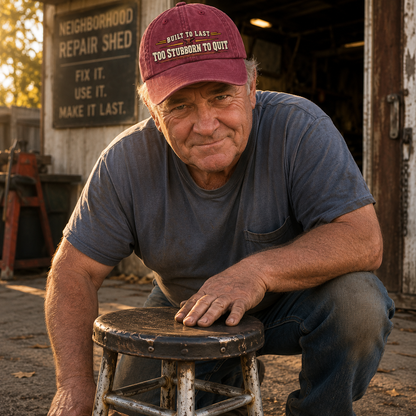 "Built To Last. Too Stubborn To Quit" Vintage Washed Cap