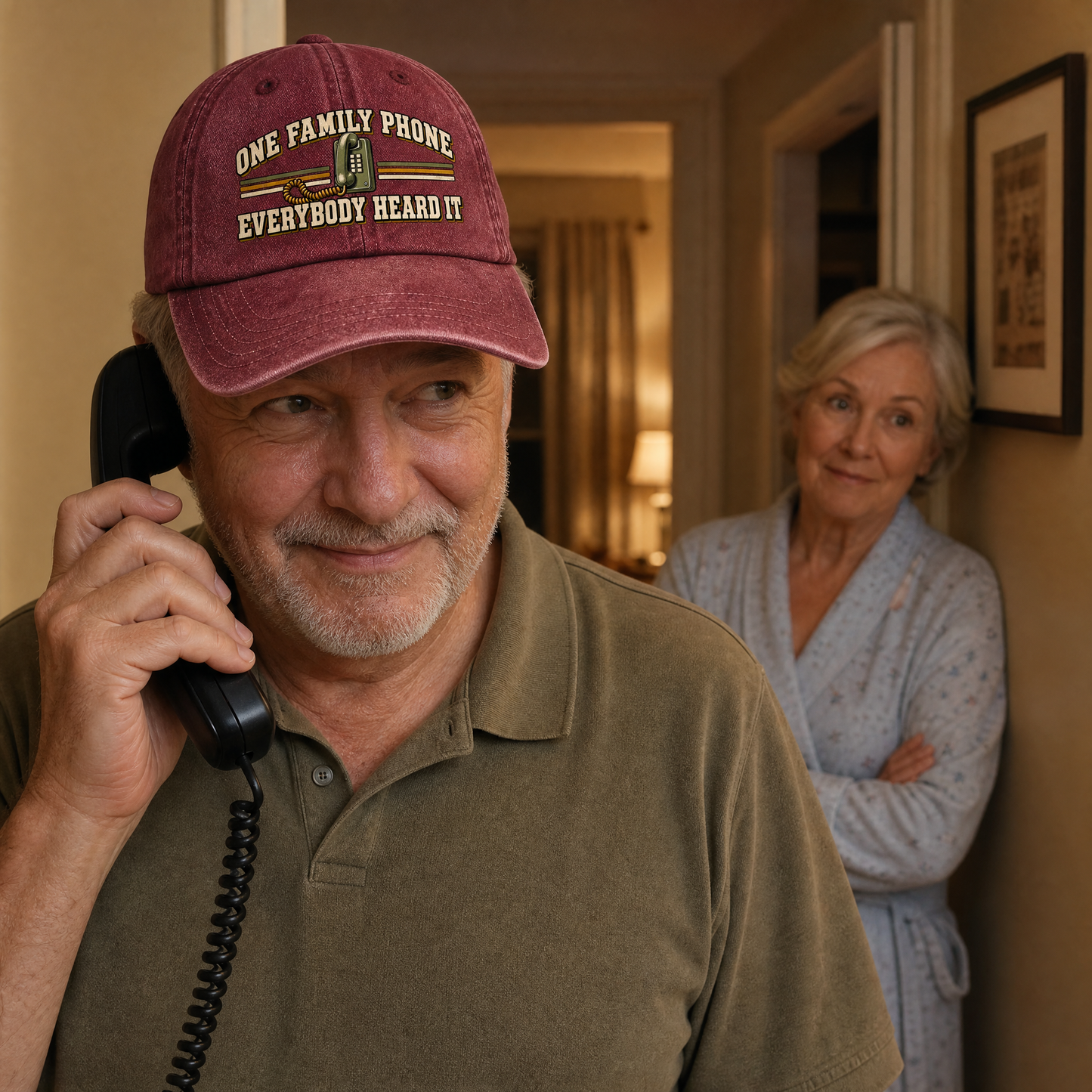 "One Family Phone. Everybody Heard It" Vintage Washed Cap