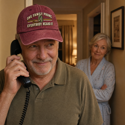 "One Family Phone. Everybody Heard It" Vintage Washed Cap