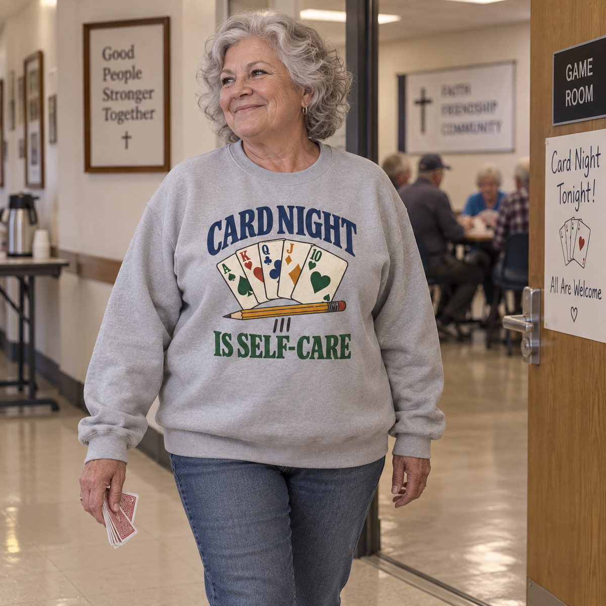 "Card Night Is Self-Care" Vintage Sweatshirt
