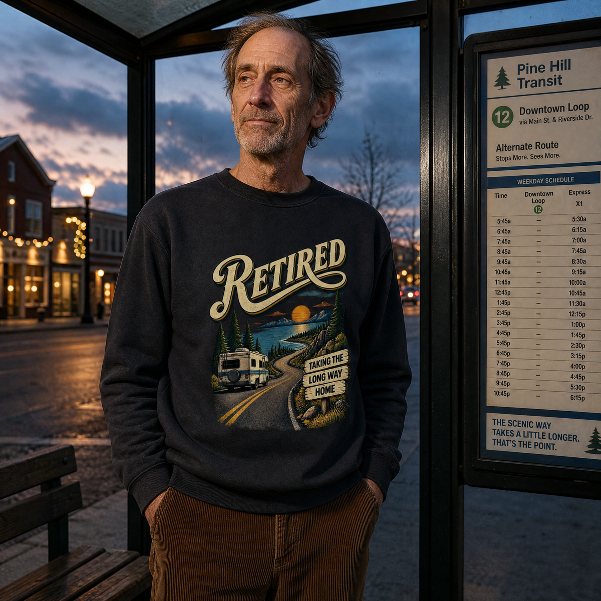 "Retired. Taking The Long Way Home" Vintage Sweatshirt