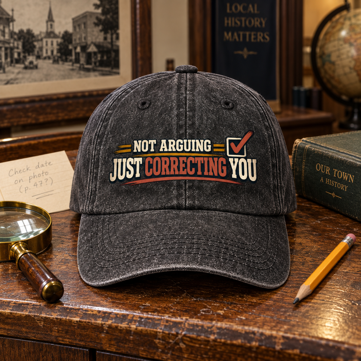 "Not Arguing. Just Correcting You" Vintage Washed Cap