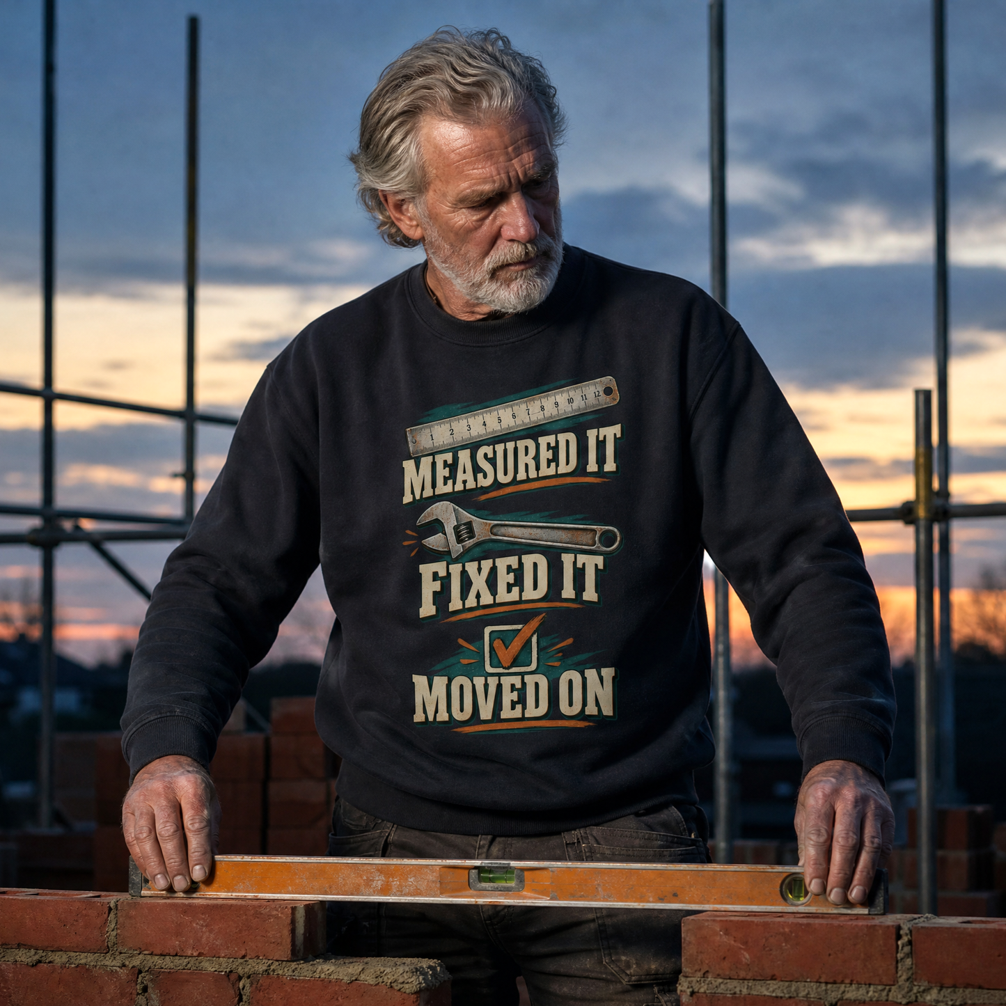 "Measured It Fixed It Moved On" Vintage Sweatshirt