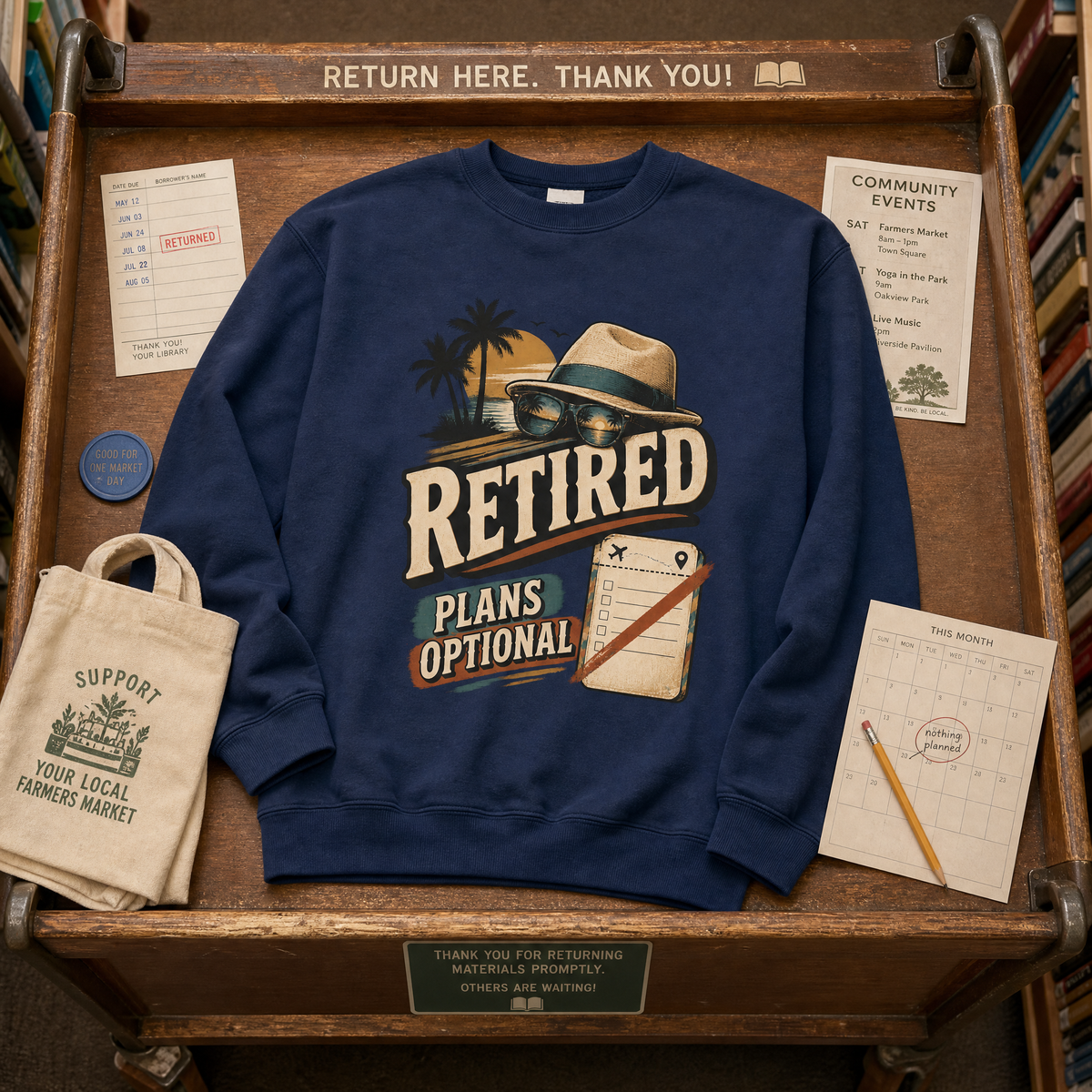 "Retired. Plans Optional" Vintage Sweatshirt