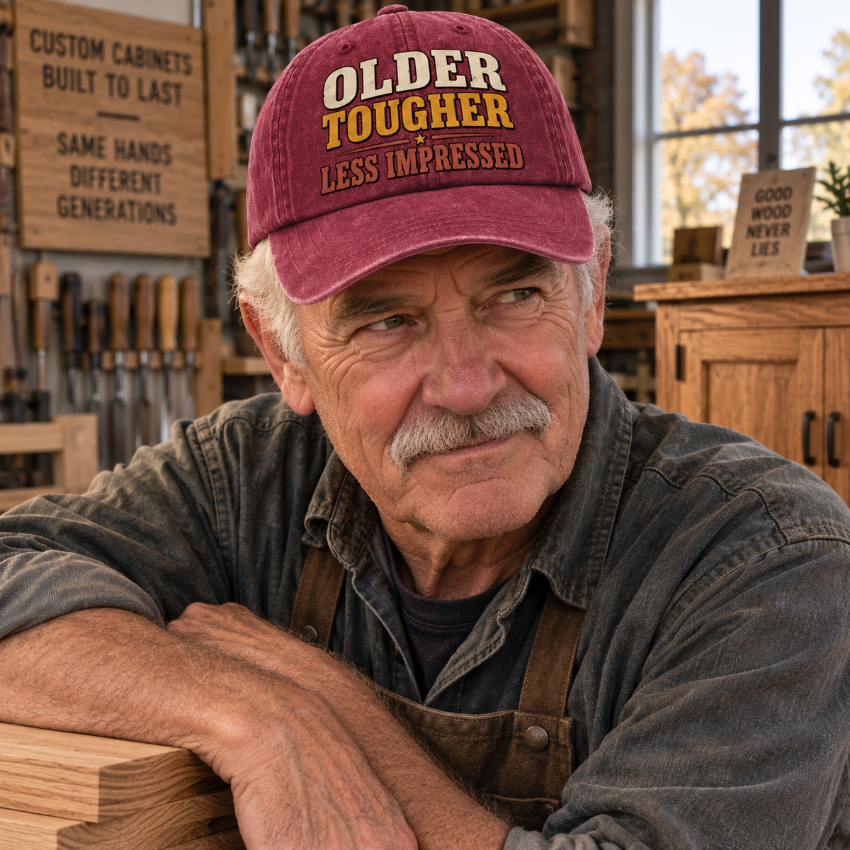 "Older Tougher Less Impressed" Vintage Washed Cap
