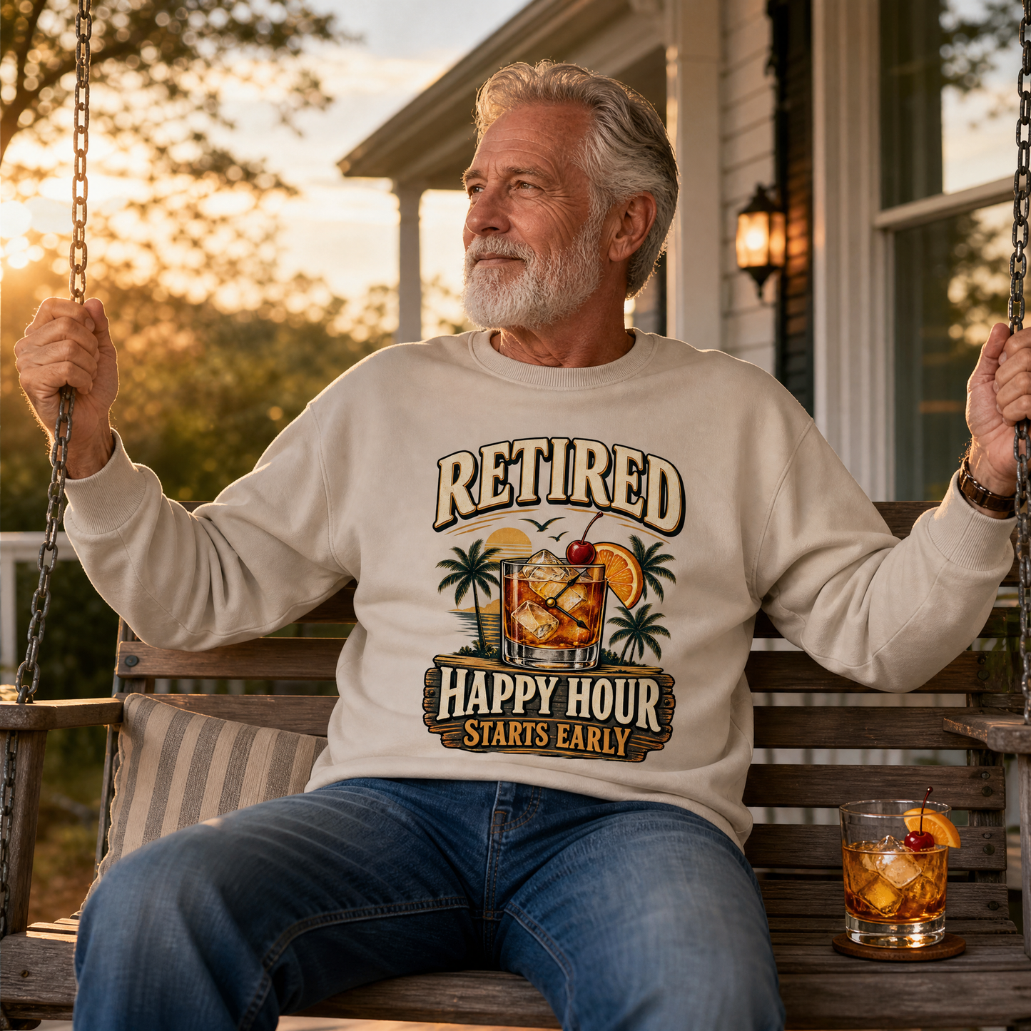 "Retired. Happy Hour Starts Early" Vintage Sweatshirt