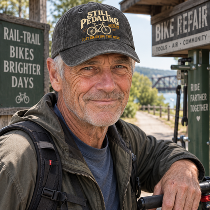 "Still Pedaling. Not Slow. Just Enjoying The Ride" Vintage Washed Cap