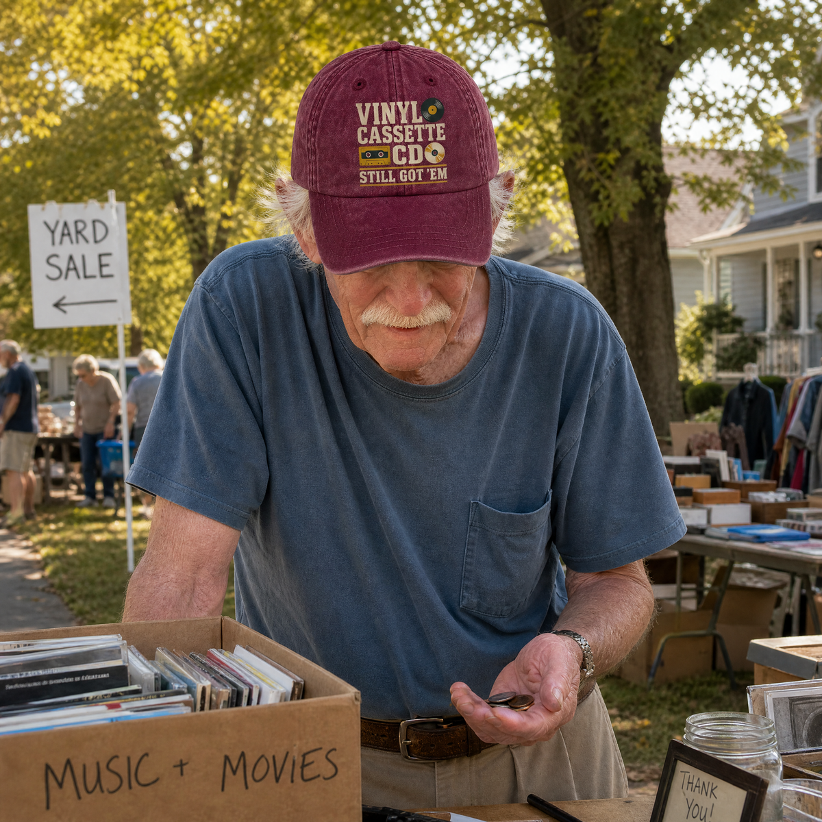 "Vinyl Cassette CD. Still Got 'Em" Vintage Washed Cap