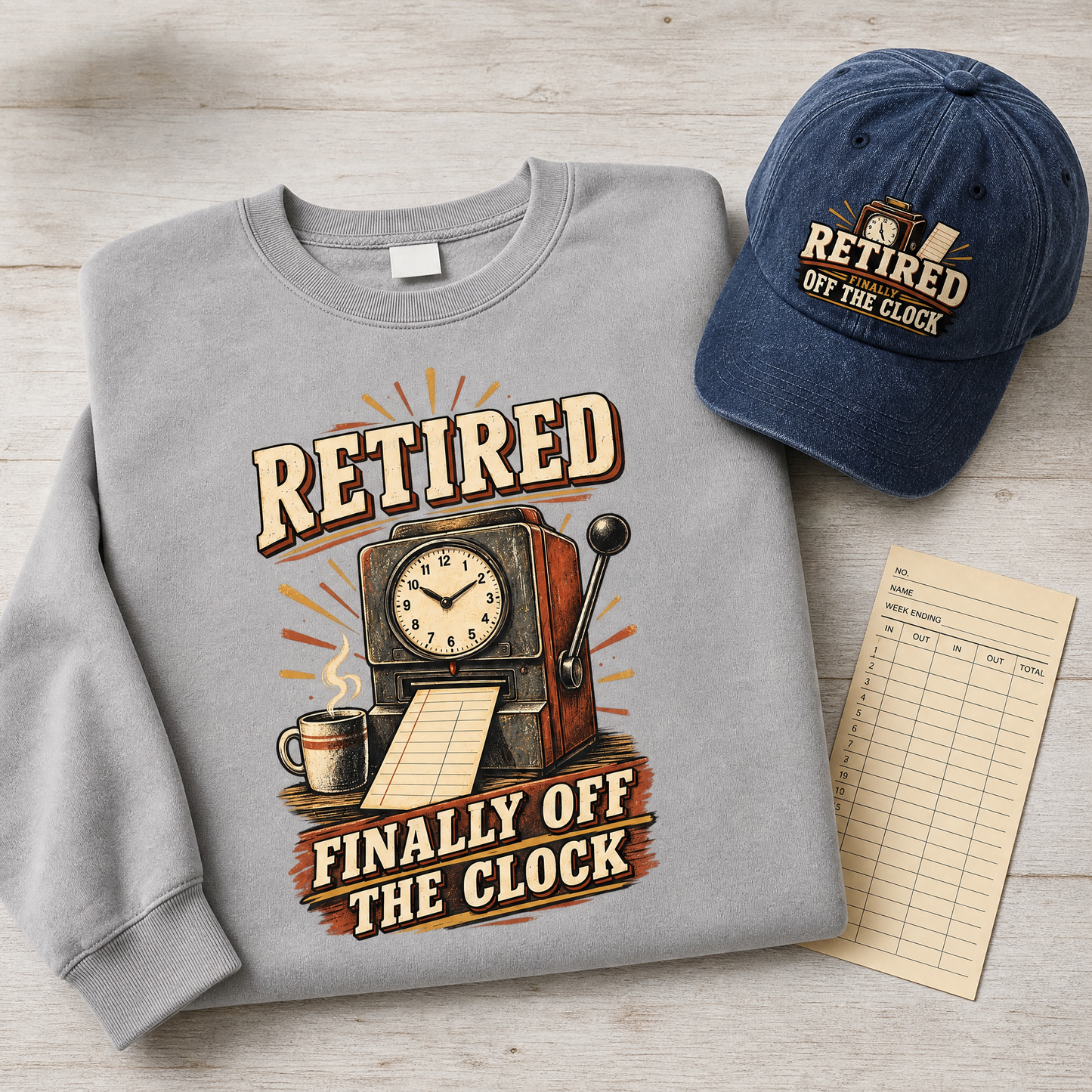 "Retired. Finally Off The Clock" Vintage Sweatshirt