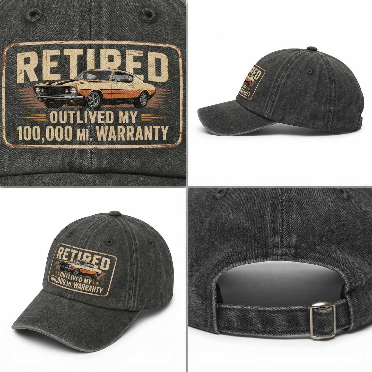 "Retired Outlived My 100,000 Mile Warranty" Vintage Washed Cap