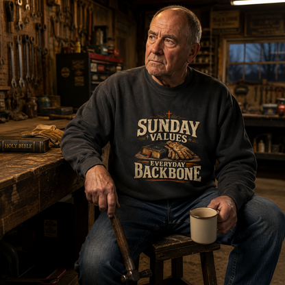 "Sunday Values. Everyday Backbone" Vintage Sweatshirt
