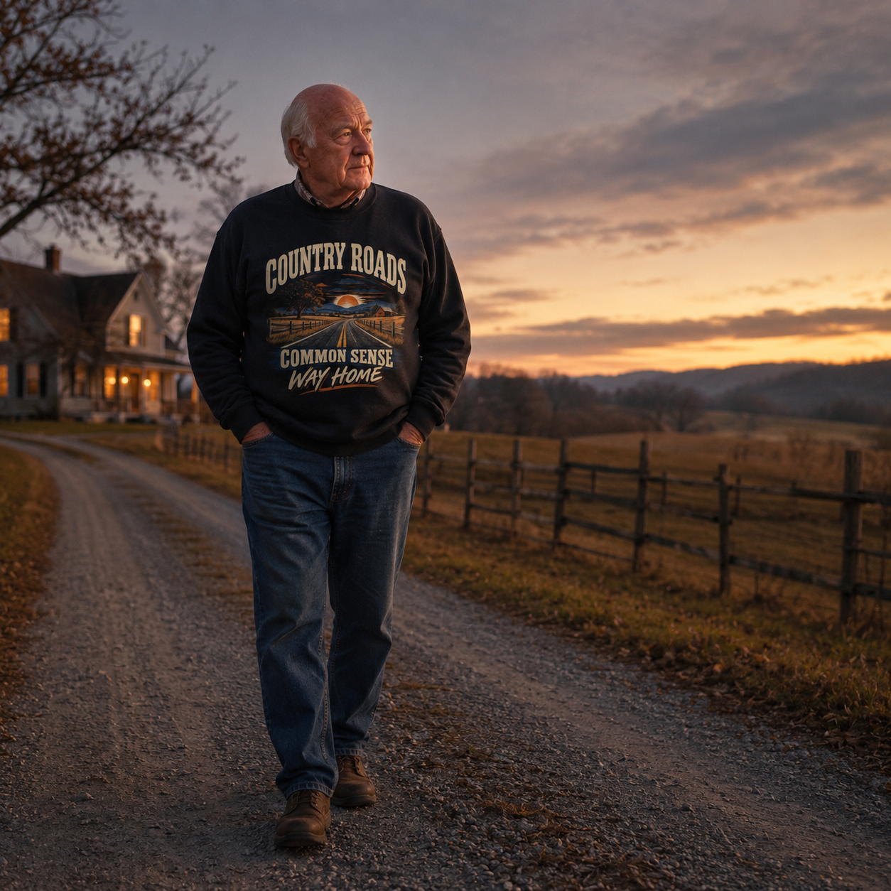 "Country Roads. Common Sense. Way Home" Vintage Sweatshirt