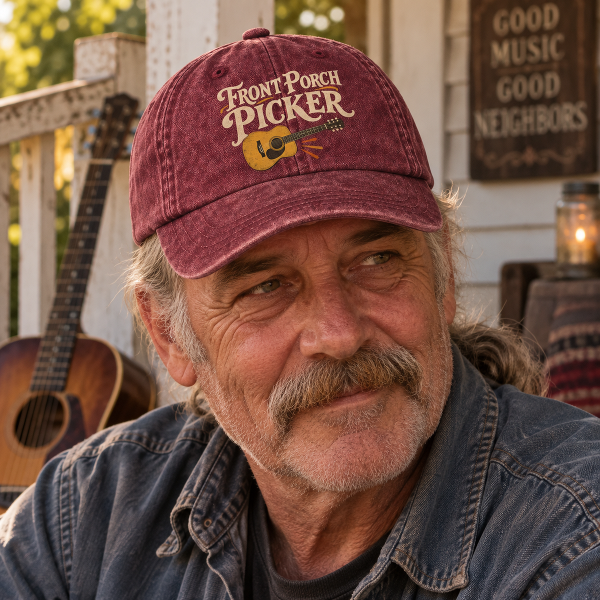 "Front Porch Picker" Vintage Washed Cap