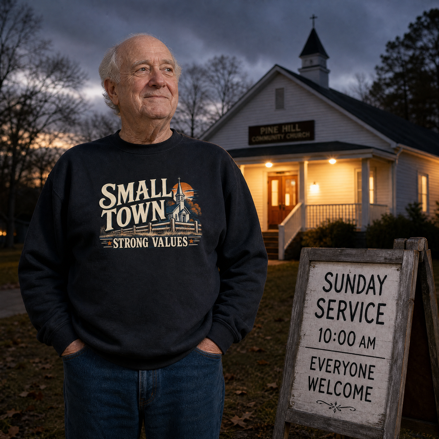"Small Town. Strong Values" Vintage Sweatshirt
