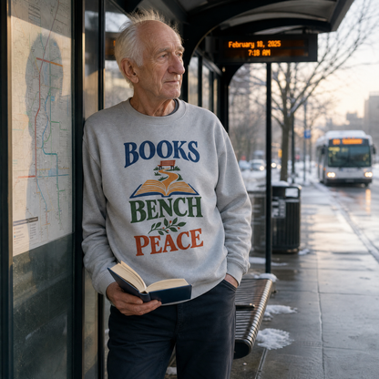"Books Bench Peace" Vintage Sweatshirt