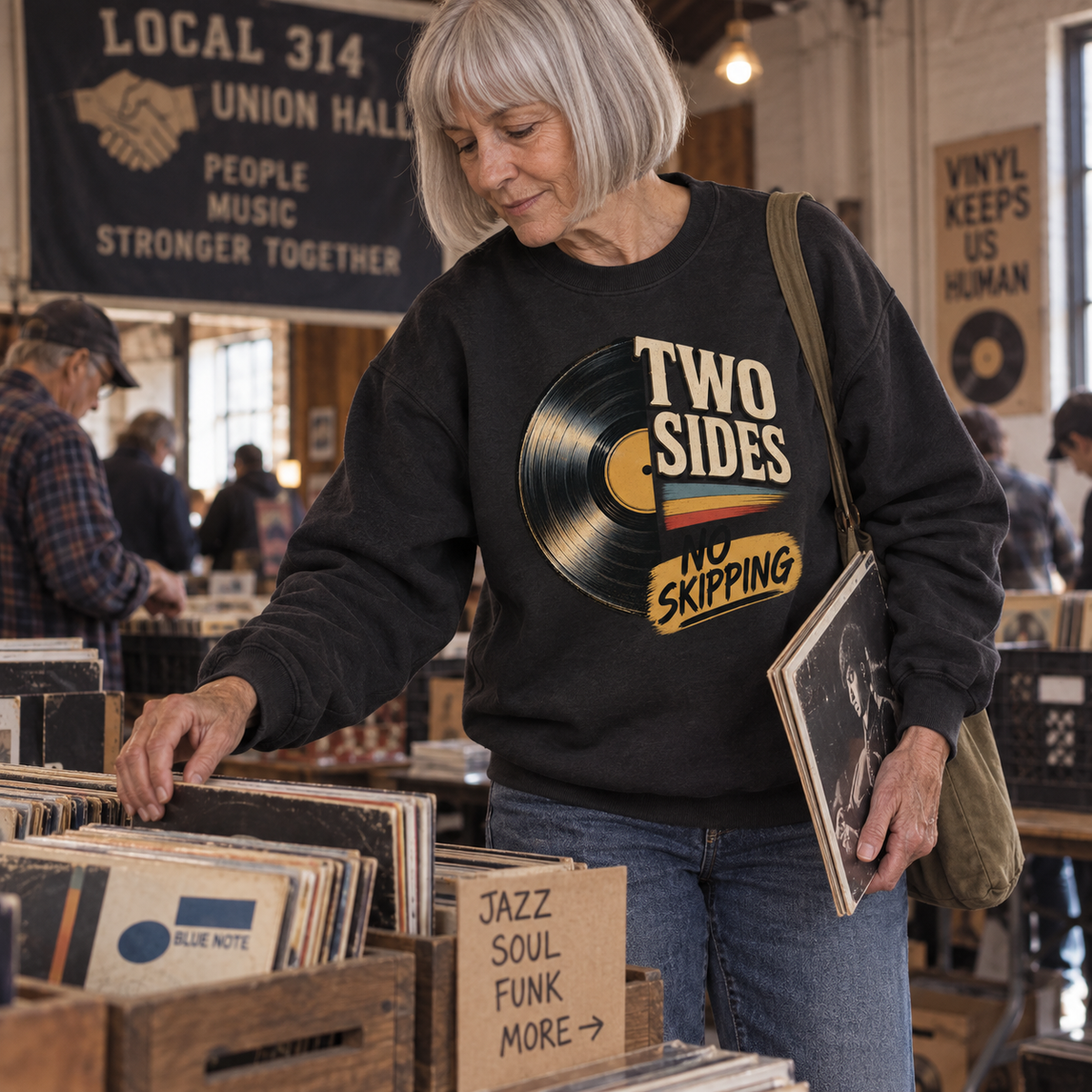 "Two Sides. No Skipping" Vintage Sweatshirt